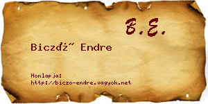 Biczó Endre névjegykártya